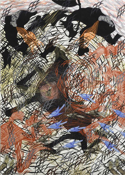 Andrew Schoultz (American, b. 1975) From the Shado: Andrew Schoultz (American, b. 1975) From the Shadows Comes Depth, 2008; Gouache on paper (framed); Initialed and dated; 21 1/4'' x 15'' (sheet); Provenance: Needles and Pens Gallery, San Francisco; Pr