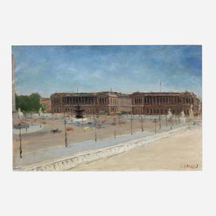 Dietz Edzard, Place de la Concorde I: Dietz Edzard Place de la Concorde I oil on canvas 23.75 h × 36.25 w in (60 × 92 cm) Signed to lower right 'D. Edzard'. Titled to verso 'Place de la Concorde I'. Provenance: Selected