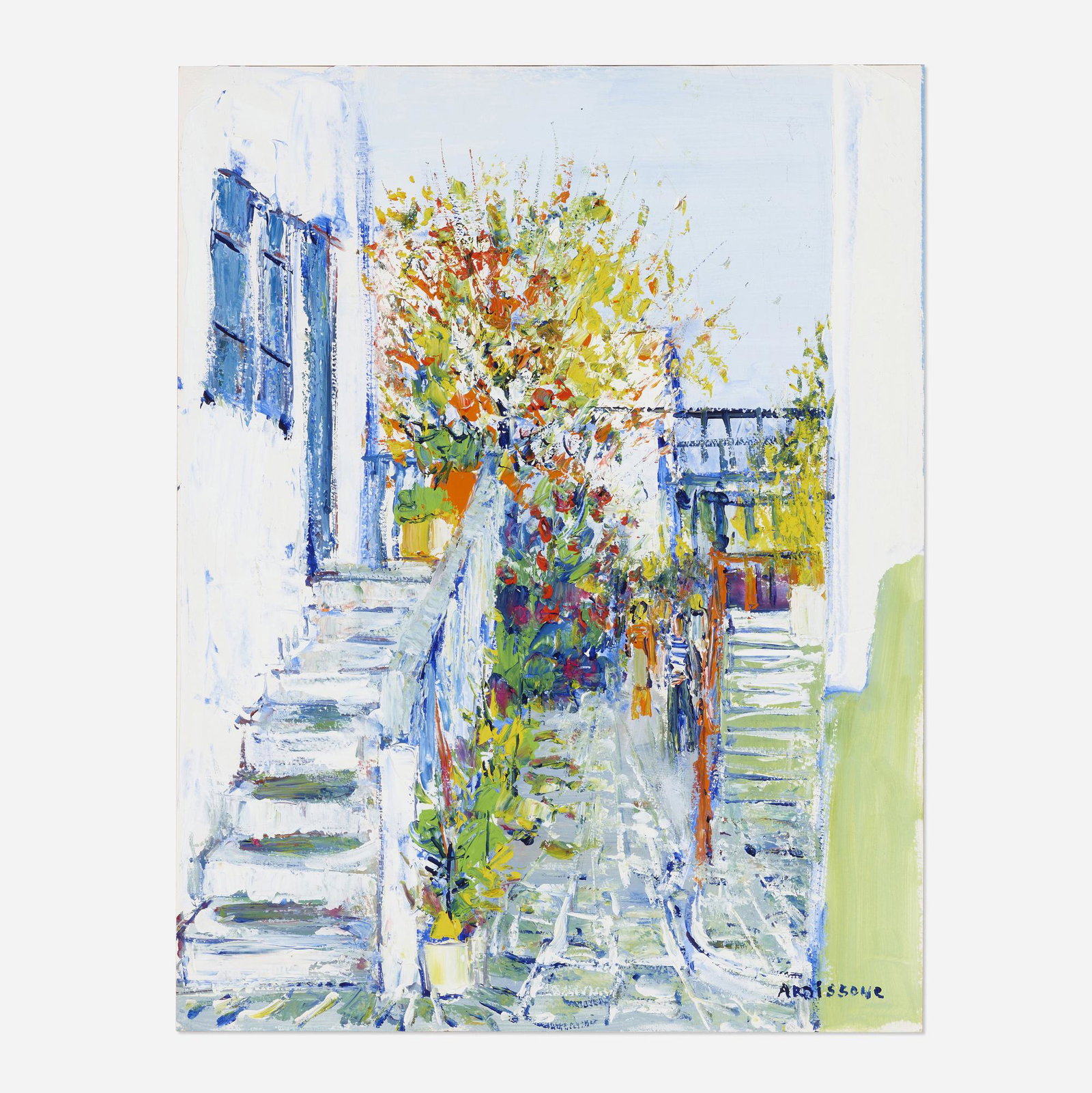 Yolande Ardissone, Untitled: Yolande Ardissone Untitled oil on paper 25.5 h × 19.75 w in (65 × 50 cm) Signed to lower right 'Ardissone'. This work will ship from Rago in Lambertville, New