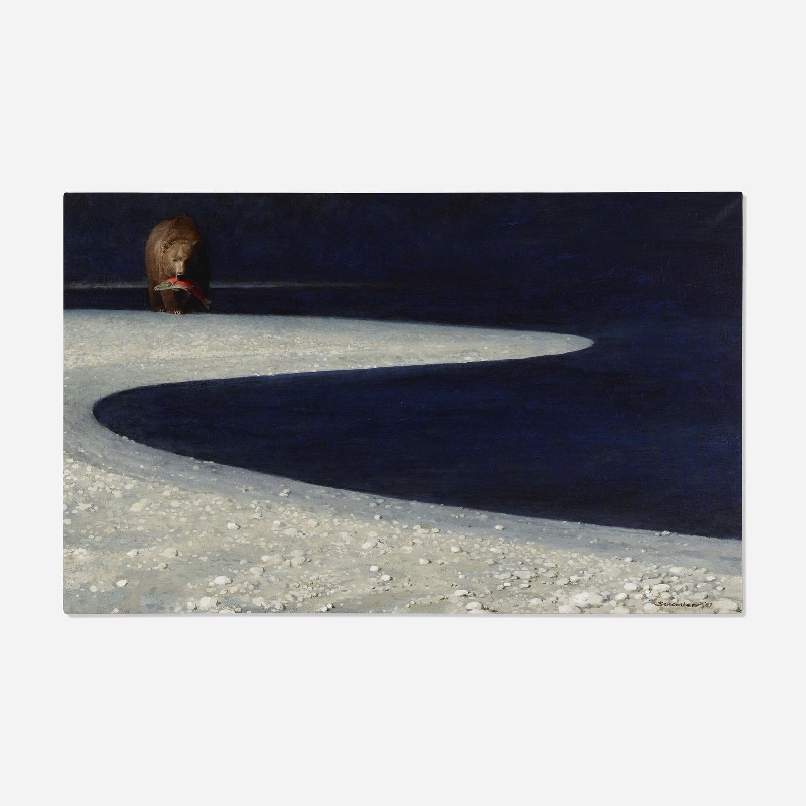 John Schoenherr, Beach Comber: John Schoenherr Beach Comber 1989oil on canvas 30 h × 48 w in (76 × 122 cm) Signed and dated to lower right 'Schoenherr 89'. Provenance: King Gallery, New Y