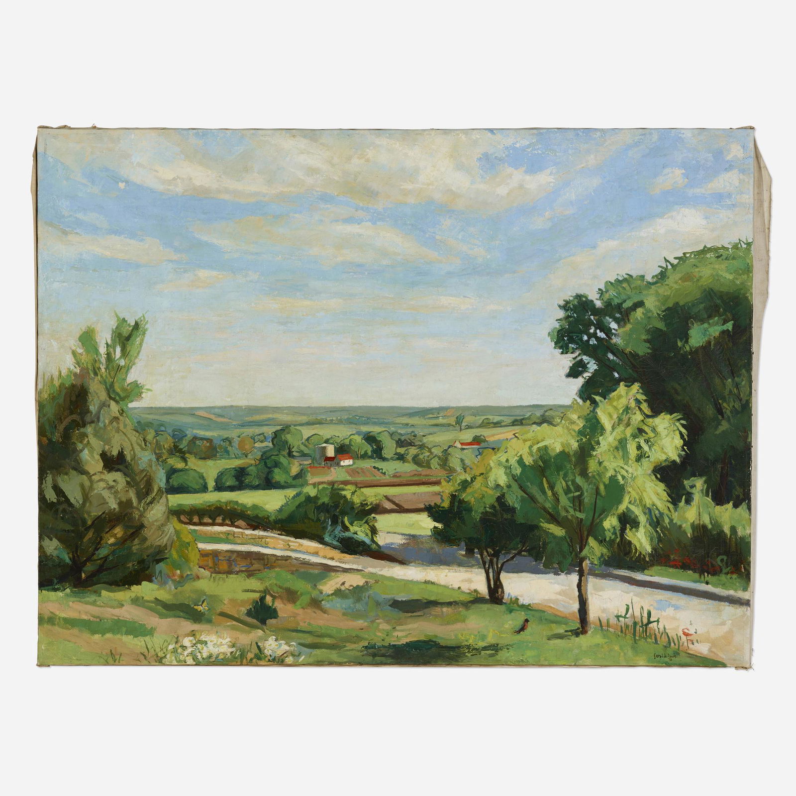 Gerald Vivian Davis, Countryside: Gerald Vivian Davis Countryside 1967oil on canvas 41.5 h × 54.5 w in (105 × 138 cm) Signed and dated to lower right 'Gerald Davis 1967'. This work will ship fro