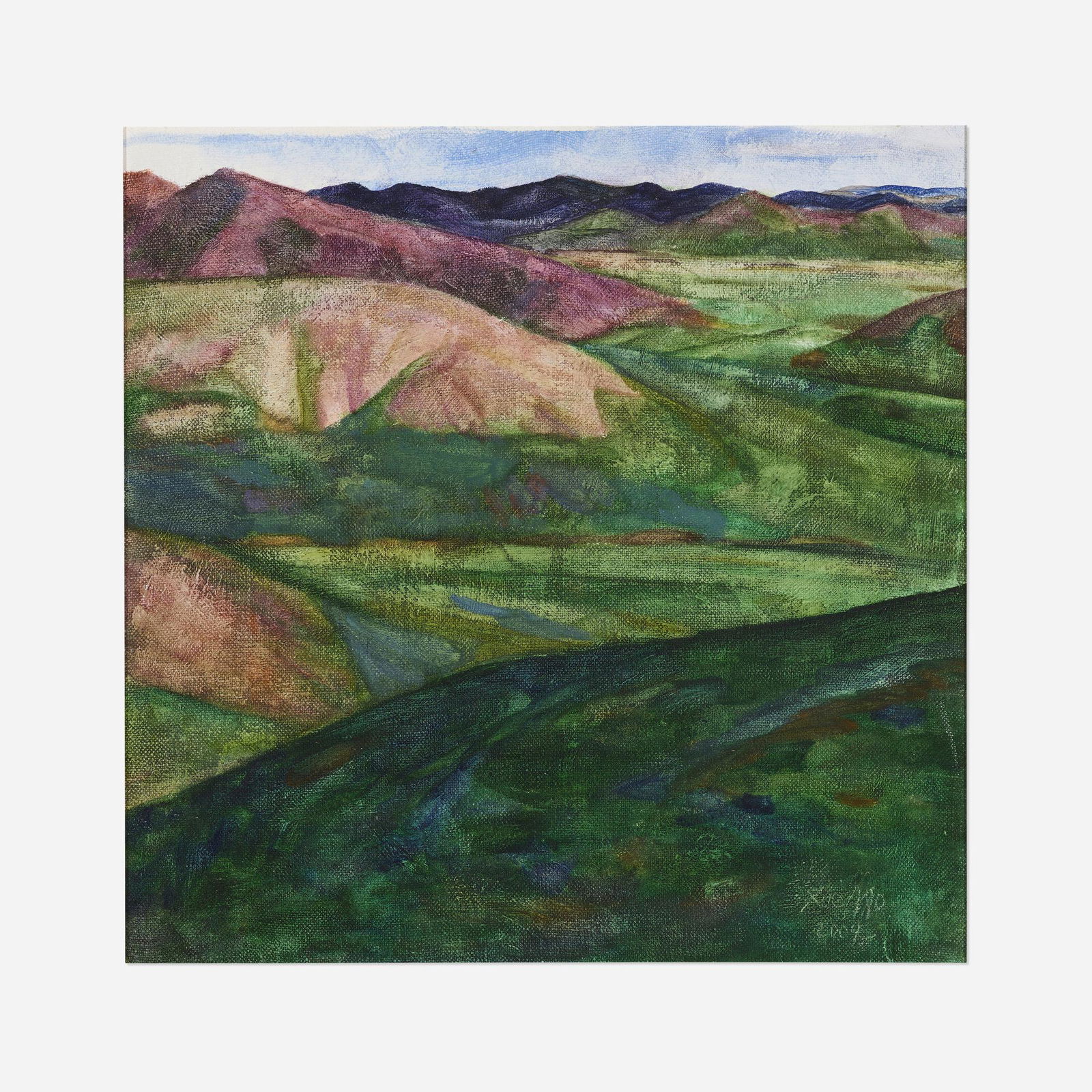 Xue Mo, Inner Mongolia View No.14: Xue Mo Inner Mongolia View No.14 2004oil on linen 18.125 h × 18.125 w in (46 × 46 cm) Signed and dated to lower right 'Xue Mo 2004'. Provenance: MB Fine Art