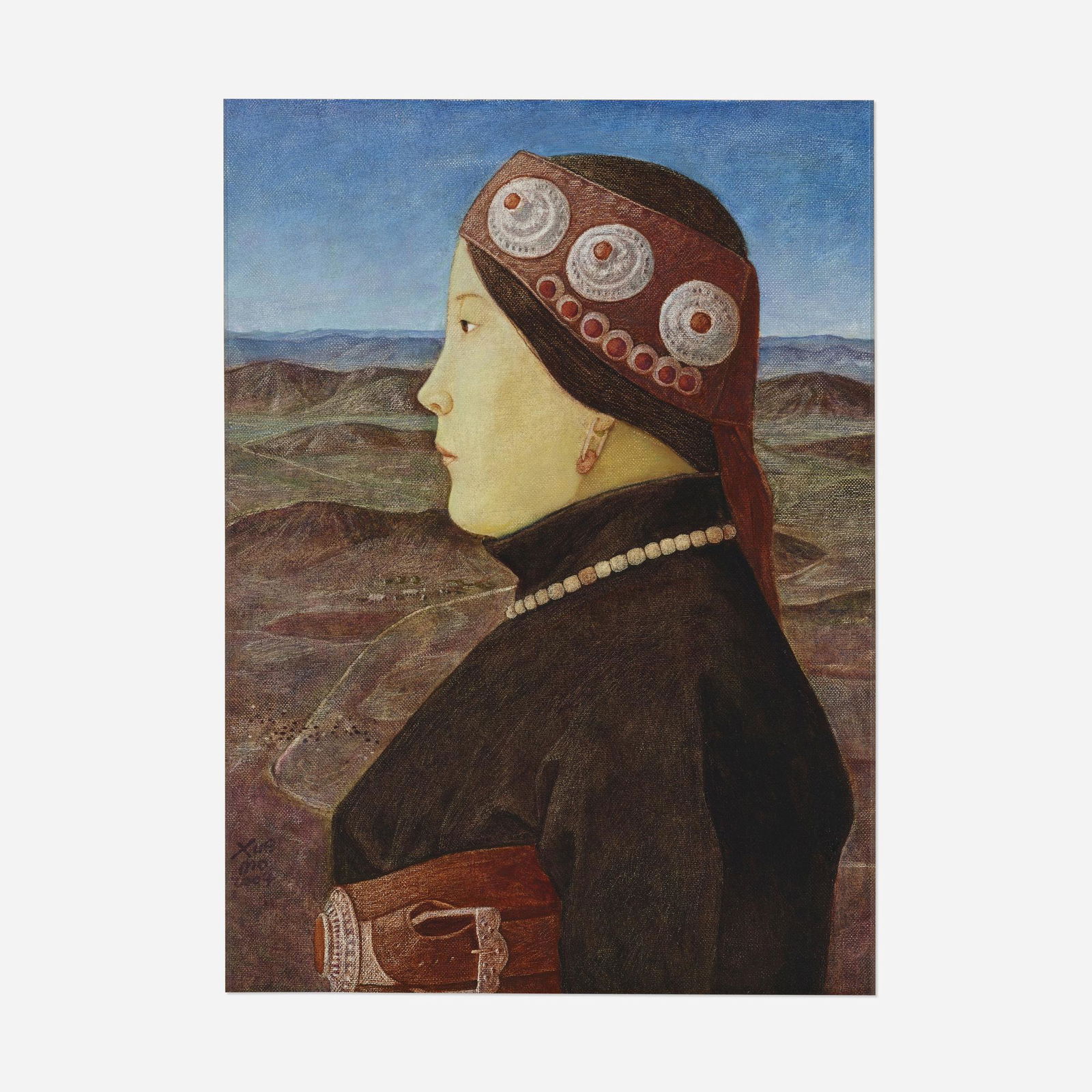 Xue Mo, Mongolian Portrait #2: Xue Mo Mongolian Portrait #2 2004oil on linen 24.25 h × 18.25 w in (62 × 46 cm) Signed and dated to lower left 'Xue Mo 2004'. Provenance: MB Fine Art, Los A