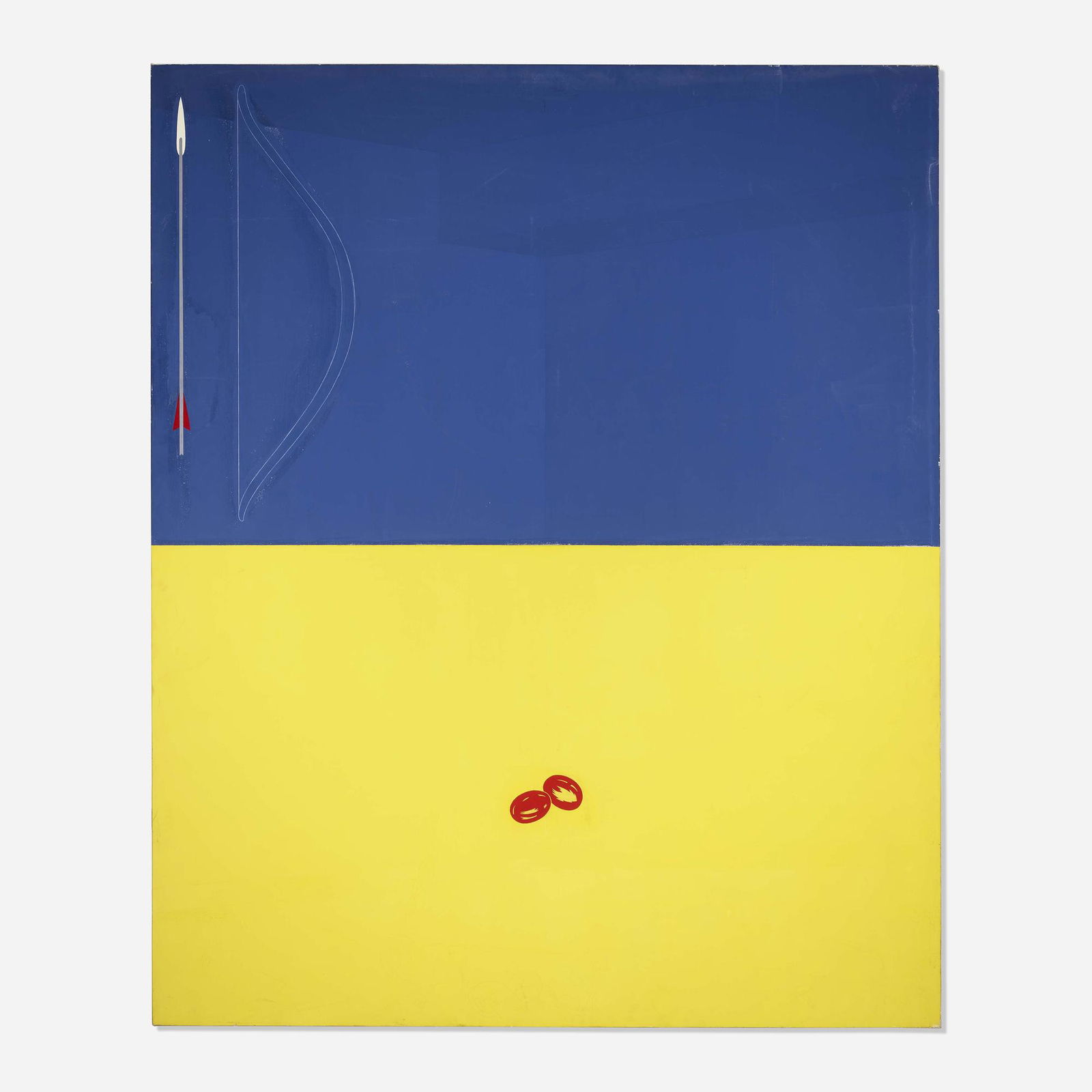 Robert Moskowitz, Bow and Arrows / Mangos: Robert Moskowitz Bow and Arrows / Mangos 1975oil on canvas 90 h × 75 w in (229 × 190 cm) Signed, titled and dated to verso 'Bow and Arrows / Mangos 1975 Robert Moskowitz'.