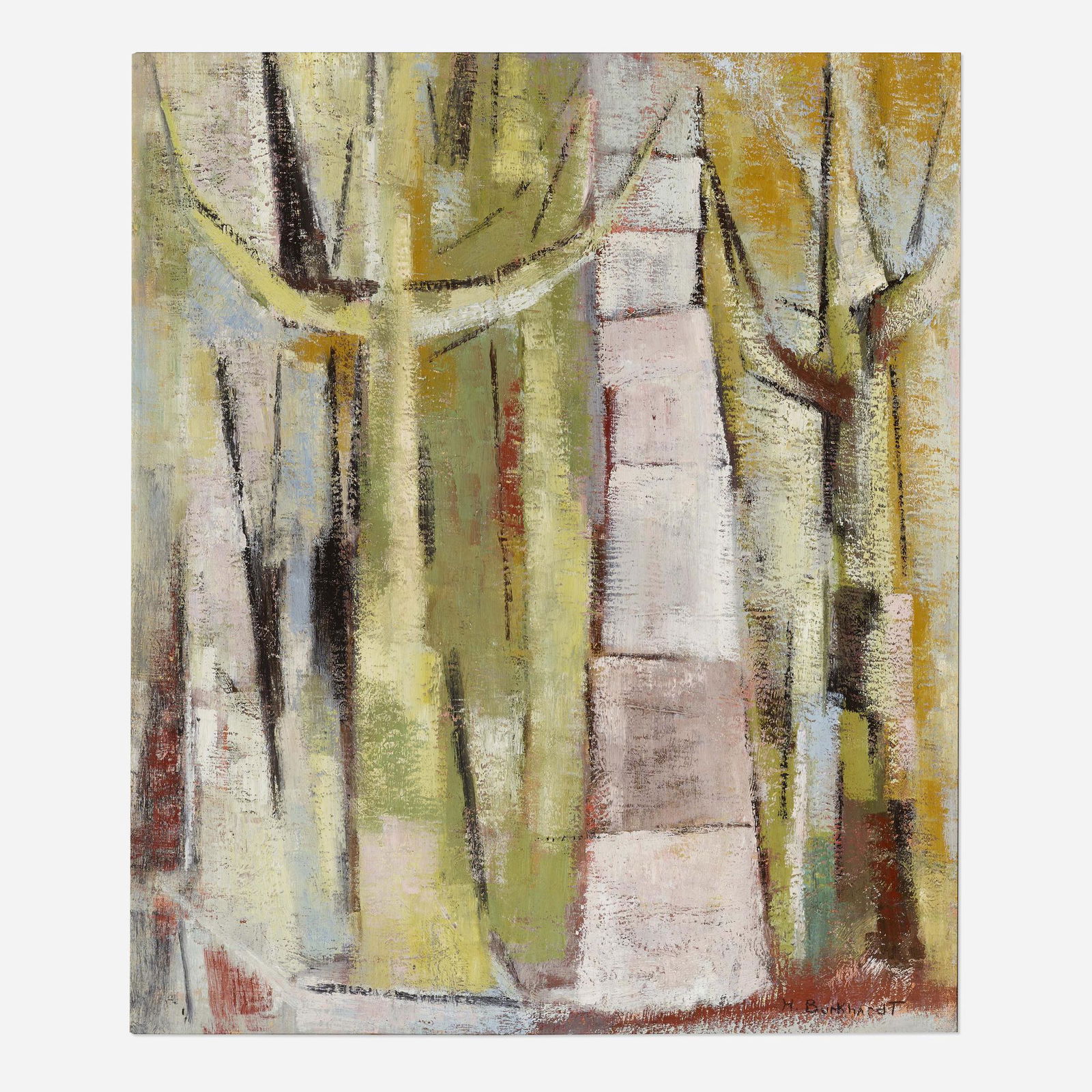 Hans Burkhardt, Untitled: Hans Burkhardt Untitled oil on Masonite 24 h × 20 w in (61 × 51 cm) Signed to lower right 'H. Burkhardt'. Provenance: Estate of Ray Blanco | Private Collection