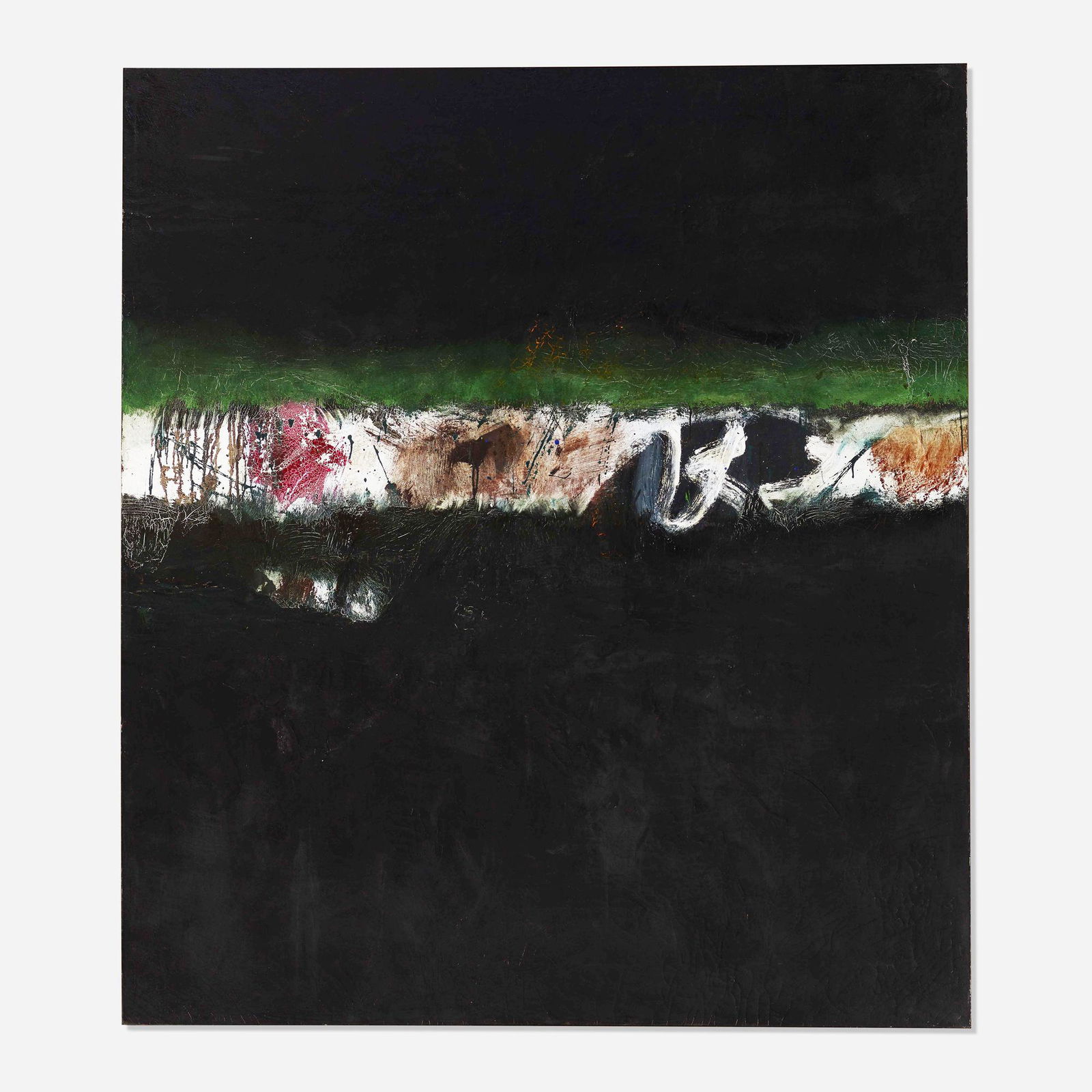 Lawrence Calcagno, Light on Black: Lawrence Calcagno Light on Black 1960-62oil on canvas 68 h × 60 w in (173 × 152 cm) Signed, dated and inscribed to verso 'For Hart Cane 1960, 1962 Calcagno'. Th