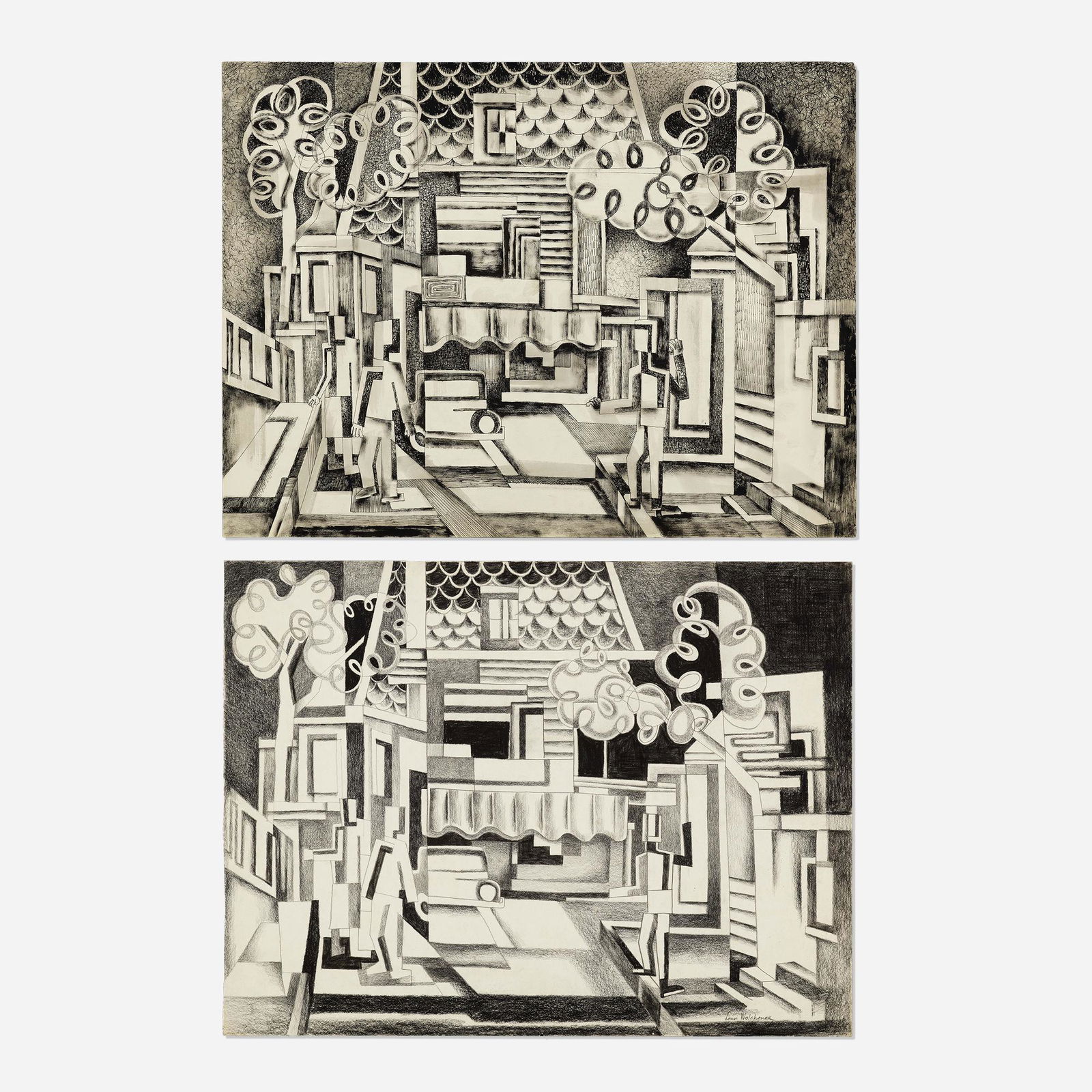 Louis Wolchonok, Untitled (two works) (1 of 2)