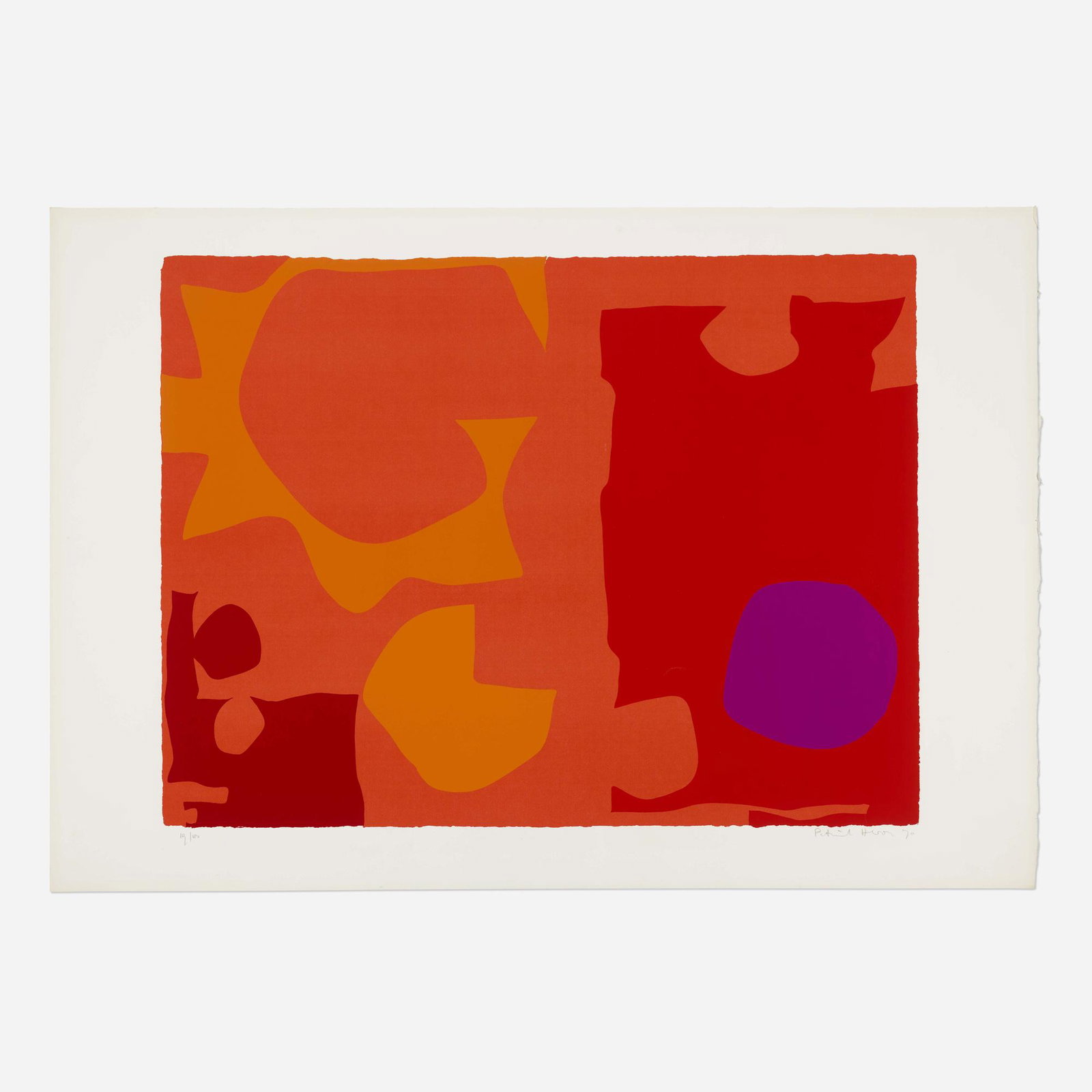 Patrick Heron, Six in Vermilion with Violet…: Patrick Heron Six in Vermilion with Violet in Red 1970screenprint in colors image: 23.125 h × 30.625 w in (59 × 78 cm) sheet: 27.125 h × 40 w in (69 × 102 cm) Signed