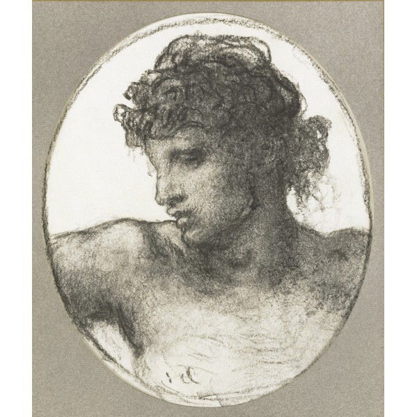 PRE-RAPHAELITE ART WORKS: PRE-RAPHAELITE ART WORKS: Two framed works: William Morris Hunt (1824-1879), charcoal study for ''Flight of Night''; 11'' x 9'' oval sight; James McNeill Whistler (1843-1903) (attr.), lithograph of a