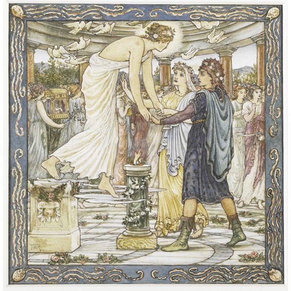 PRE-RAPHAELITE ART WORKS: PRE-RAPHAELITE ART WORKS: Thomas Matthew Rooke (1842-1942), ''Venus,'' watercolor and ink (framed), 7 1/4'' x 7 1/4'' sight; Edwin Austin Abbey (1852-1911),''Stray Thoughts,'' 1897, pen and ink illust