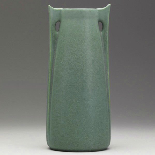 TECO; Two handled vase: TECO; Two handled vase; Stamped Teco twice 266; 11'' x 5''