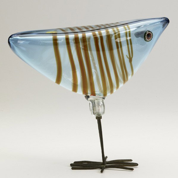 ALESSANDRO PIANON; VISTOSI; Pulcini bird sculpture: ALESSANDRO PIANON; VISTOSI; Pulcini bird sculpture, Italy, 1960s; Glass, patinated copper; Murano gold paper label; 7 1/4'' x 8''
