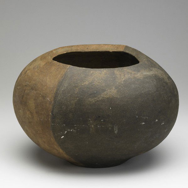 KAREN KARNES; Planter: KAREN KARNES; Early stoneware planter; USA, 1956; Complete with Karl Mann Associates flyer in which this is pictured; Unmarked; 10'' x 17''