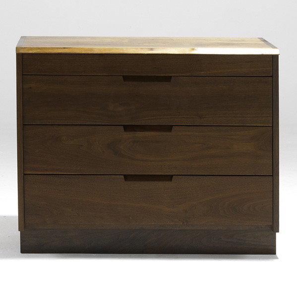 GEORGE NAKASHIMA; Four-drawer dresser: GEORGE NAKASHIMA; four-drawer dresser, USA; American black walnut; Signed with client's name; 29 3/2'' x 36'' x 21 1/4''