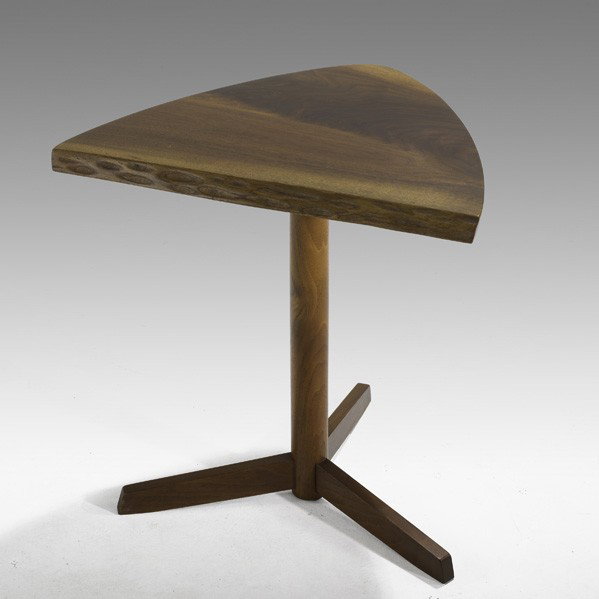 PHIL POWELL (attr); Occasional table: PHIL POWELL; Occasional table, USA, 1960s; American black walnut; Unmarked; 21'' x 21'' x 18''