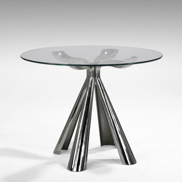VITTORIO INTROINI; SAPORITI; Table: VITTORIO INTROINI; SAPORITI; Table, Italy, 1972; Chromed steel, glass; Unmarked; 28'' x 36''