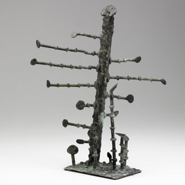 KLAUS IHLENFELD; Sculpture: KLAUS IHLENFELD; Patinated bronze sculpture, ''Espalier,'' USA, 1990s; Provenance: The artist; Stamped K; 16'' x 7'' x 4''