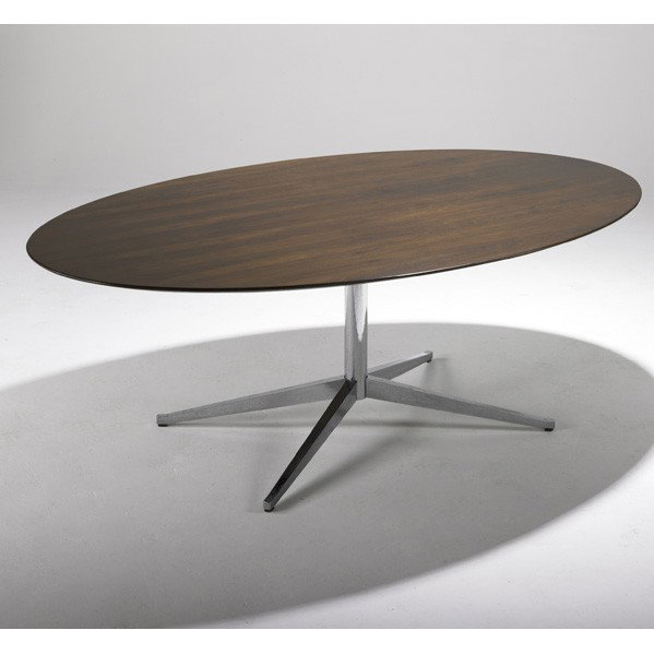 FLORENCE KNOLL; KNOLL INTERNATIONAL; Dining table: FLORENCE KNOLL; KNOLL INTERNATIONAL; Dining table, USA, 1960s; Rosewood and chrome plated steel; Unmarked; 28'' x 78'' x 48''