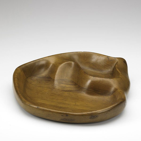 RUSSEL WRIGHT; KLISE WOODWORKING; Bowl: RUSSEL WRIGHT; KLISE WOODWORKING; Oceana bowl, USA, 1930s; Carved wood; Signed Russel Wright; 2 3/4'' x 13 1/4'' x 11 1/2''