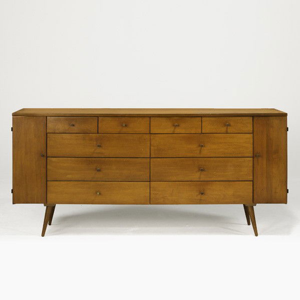 PAUL McCOBB; WINCHENDON; Planner group: PAUL McCOBB; WINCHENDON; Planner Group Mr. & Mrs Chest no. 1510, USA, 1950s; Maple, brass; Unmarked; 33 1/4'' x 72'' x 19''