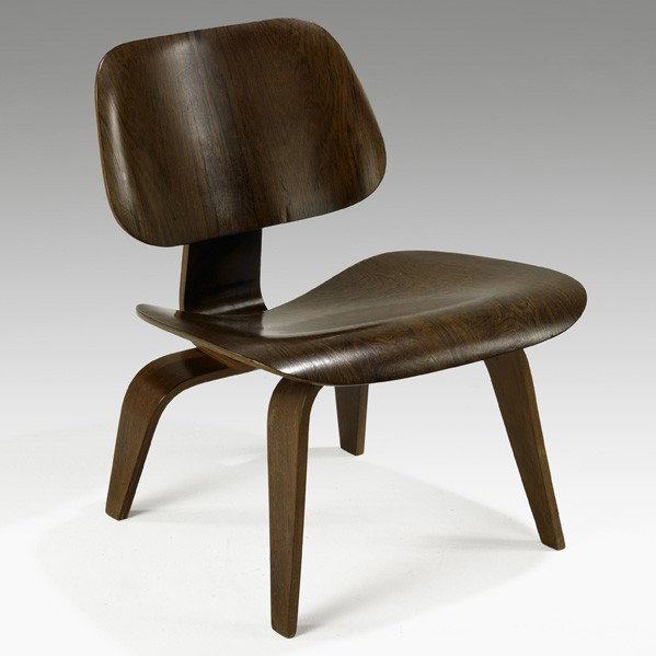 CHARLES AND RAY EAMES; LCW: CHARLES AND RAY EAMES; EVANS/HERMAN MILLER; Rare rosewood LCW, USA, 1945-48; Evans tag; 26 1/2'' x 22'' x 22 1/2''