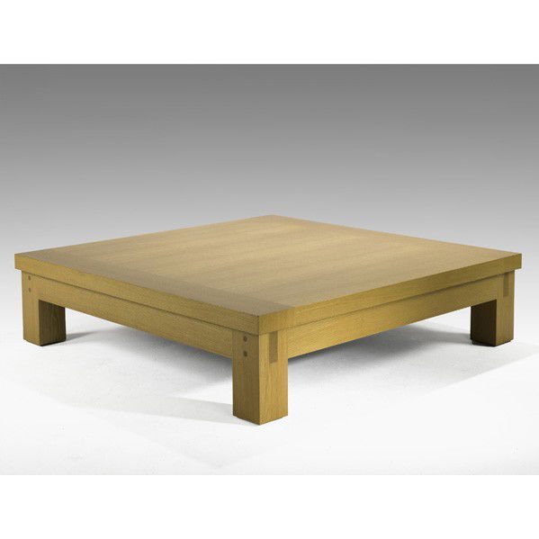 CHRISTIAN LIAIGRE; HOLLY HUNT; Coffee table: CHRISTIAN LIAIGRE; HOLLY HUNT; Coffee table, USA, 1990s; White oak; Brass label; 15'' x 59'' sq.