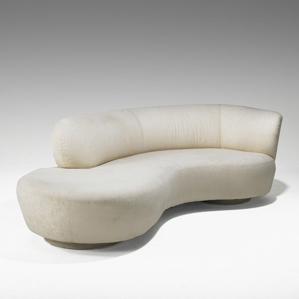 VLADIMIR KAGAN; WEIMAN-PREVIEW; Cloud sofa: VLADIMIR KAGAN; WEIMAN-PREVIEW; Cloud sofa, USA, 2000s; Upholstery and wood; Unmarked; 31'' x 96'' x 45''