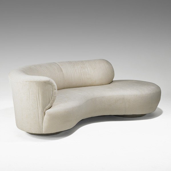 VLADIMIR KAGAN; WEIMAN-PREVIEW; Cloud sofa: VLADIMIR KAGAN; WEIMAN-PREVIEW; Cloud sofa, USA, 2000s; Upholstery and wood; Unmarked; 31'' x 96'' x 45''