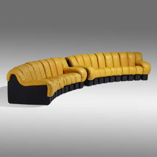 Berger, Peduzzi-Riva and Ulrich, DS 600 Organic sofas, pair: Ueli Berger, Eleanora Peduzzi-Riva and Heinz Ulrich DS 600 Organic sofas, pair De SedeSwitzerland, 1972leather upholstery, felt over wood each: 28 h × 95 w × 39 d in (71 × 241