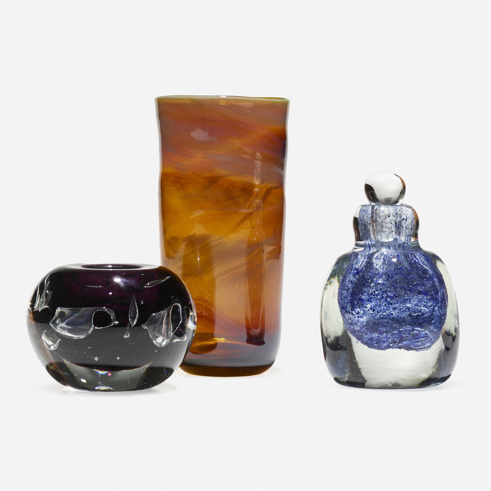 Dominick Labino, Bowl, bottle, and experimental vase (1 of 3)