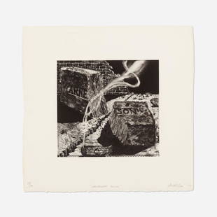 Robert Arneson, California Brick: Robert Arneson California Brick 1975etching image: 9.25 h × 10 w in (23 × 25 cm) sheet: 16 h × 16.5 w in (41 × 42 cm) Signed, titled, dated and numbered to lower edg