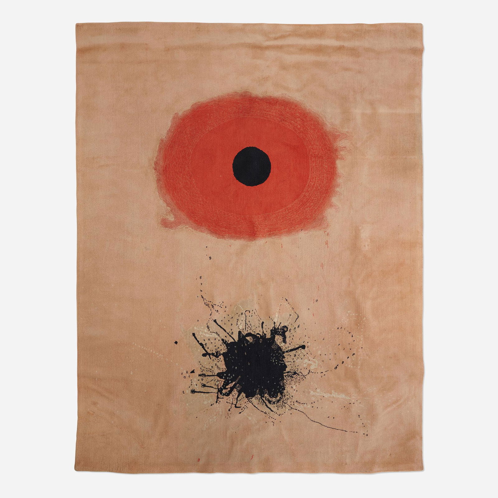 After Adolph Gottlieb, Medium pile carpet: After Adolph Gottlieb Medium pile carpet Edward Fields, Inc.USA c. 1980machine-knotted wool 115.5 w × 151.5 l in (293 × 385 cm) Stamped manufacturer's mark to reverse 'Edward