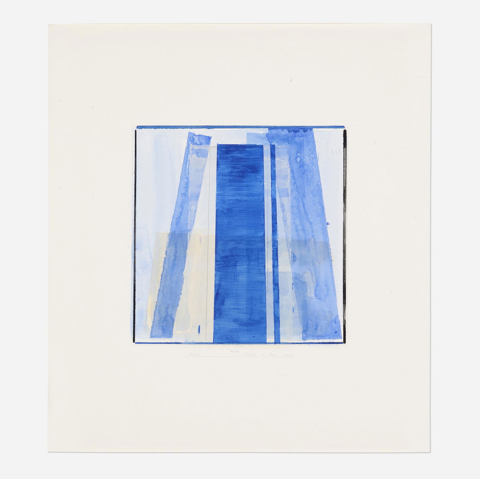 Lucio Pozzi, Gate: Lucio Pozzi Gate 1994gouache on paper sight: 23.5 h × 21.25 w in (60 × 54 cm) Signed, titled and dated to lower edge 'Gate Pozzi 8 Dec 1994'. This work will shi
