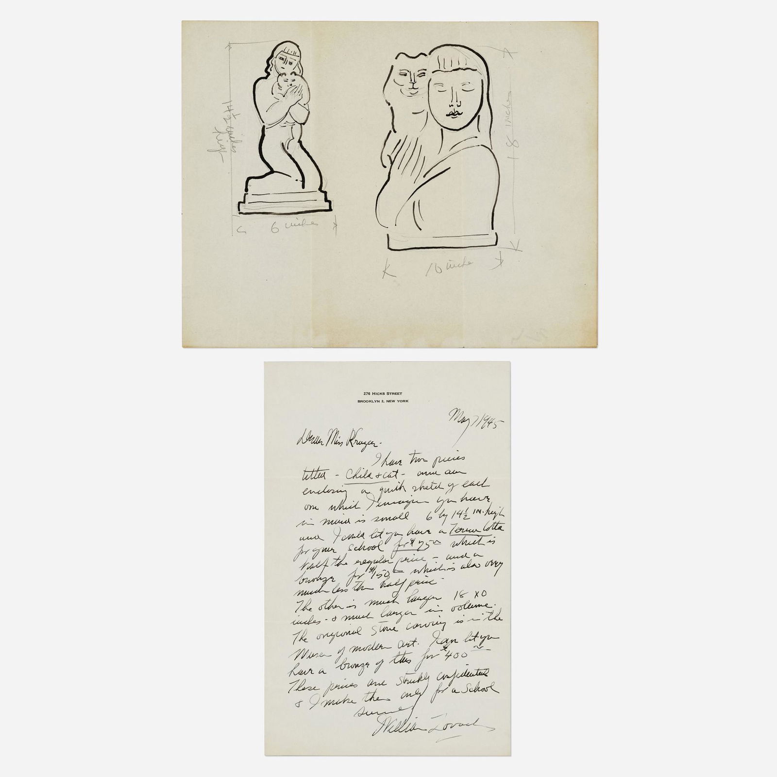 William Zorach, Sketch for Child with Cat (1 of 4)