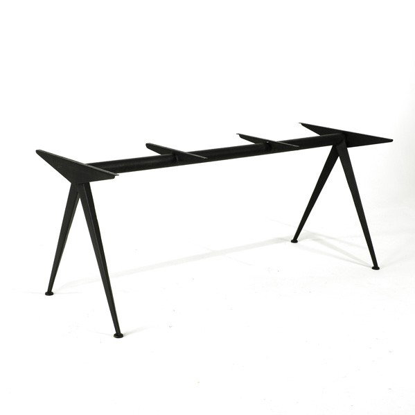 JEAN PROUVE: JEAN PROUVE; Grand Compass table base, France, 1950s; Enameled steel; Unmarked; 27'' x 66 3/4'' x 26''