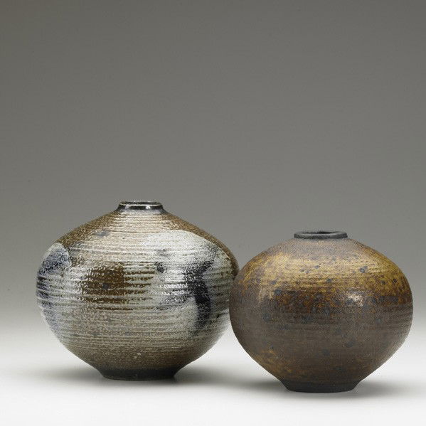 OTTO & VIVIKA HEINO: OTTO & VIVIKA HEINO; Two earthenware vases; Both marked; Taller: 6''