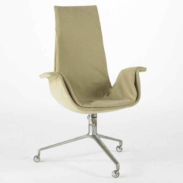 IPREBEN FABRICUS & JORGEN KASTHOLM: PREBEN FABRICIUS & JORGEN KASTHOLM; Bird chair, Germany, 1960's; Wool and matte chromed steel; Unmarked; 43 1/2'' x 30'' x 27''