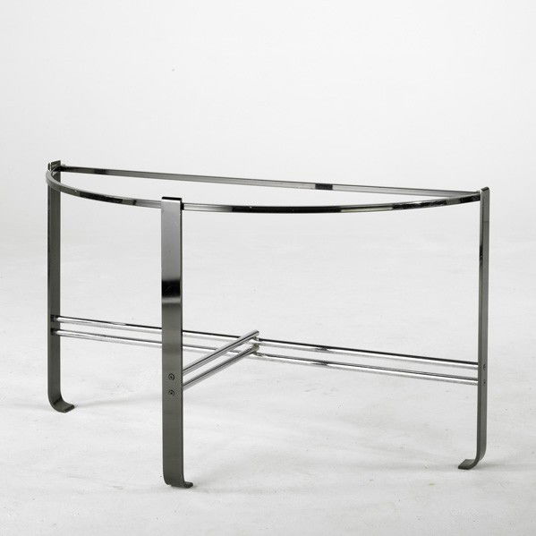 STYLE OF WOLFGANG HOFFMANN: STYLE OF WOLFGANG HOFFMANN; Console table, 1970's: Chromed steel (glass needed); Unmarked; 27'' x 48'' x 15 1/4''