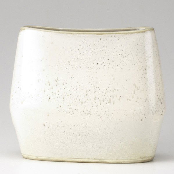 RUSSEL WRIGHT / BAUER: RUSSELL WRIGHT; BAUER; Pillow vase with pocked glaze ; Incised mark; 8 1/2'' x 10 1/2'' x 4''