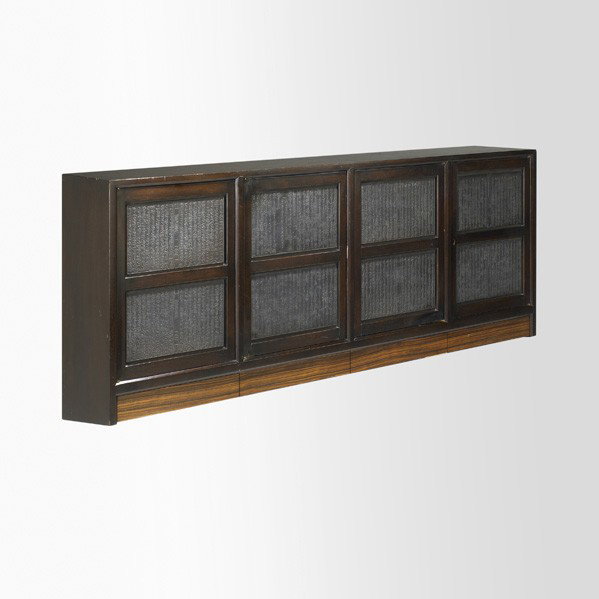 EDWARD WORMLEY / DUNBAR: EDWARD WORMLEY; DUNBAR; Cabinet (no. 5724), 1950s; Lacquered wood, rosewood and printing blocks ; Brass Dunbar tag; 30'' x 65 1/2'' x 13 1/2''