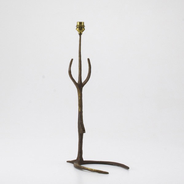 FELIX AGOSTINI (Attr.): FELIX AGOSTINI (Attr.); Table lamp, France, 1960s; Patinated bronze; Unmarked; 17 1/2'' x 6'' x 9 1/2''