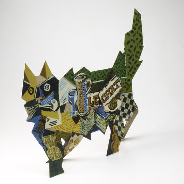 DAVID GERSTEIN (American, b. 1944): DAVID GERSTEIN (American, b. 1944); Enameled metal, ''VanGogh / Braque Cat''; Signed and numbered 160/250; 16'' x 27'' x 8''