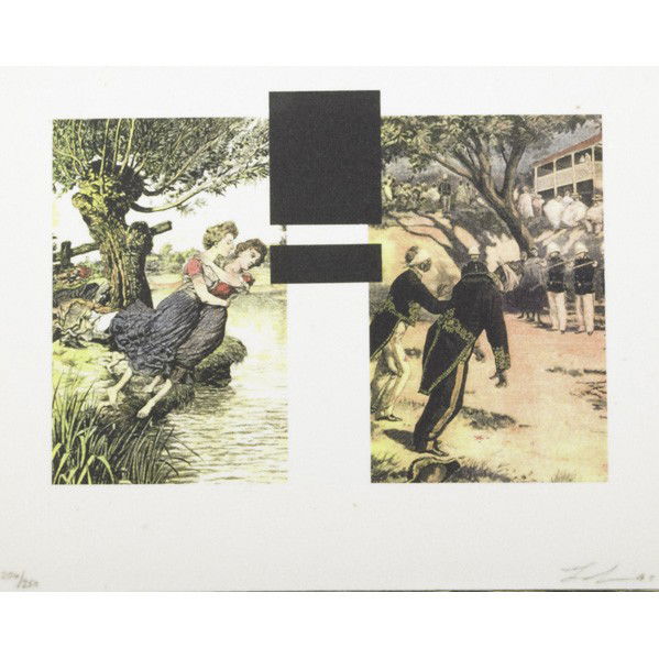 LORNA SIMPSON (American, b. 1960): LORNA SIMPSON (American, b. 1960); Electrostatic print on wool felt, untitled, 1996; Signed, dated and numbered; 12'' x 15''