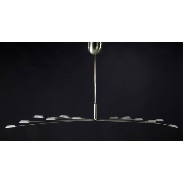 HORCO LOOR: HORCO LOOR; ''Blade HL 12'' adjustable hanging light fixture; Stainless steel and frosted glass; 38'' x 54''