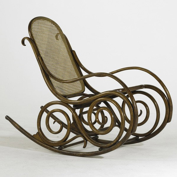 THONET STYLE: THONET STYLE; Bentwood rocker with arms cane seat and back, 20th c.; 41 1/2'' x 23'' x 48''