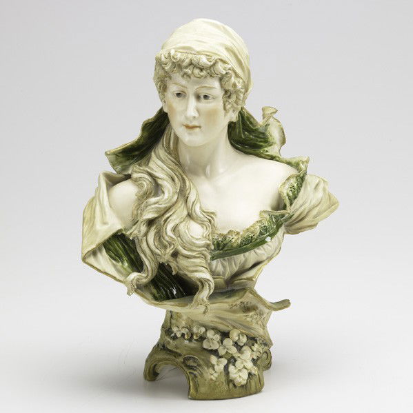 ERNST WAHLISS FOR AMPHORA: ERNST WAHLISS FOR AMPHORA; Bust of a gypsy; Stamped mark; 13 1/2" x 11" x 5"