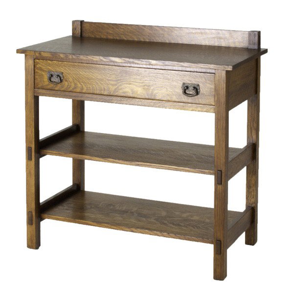 STICKLEY BROS. (Attr.): STICKLEY BROS.(Attr.); Server with single drawer and two lower shelves; Unmarked; 38'' x 38'' x 18''
