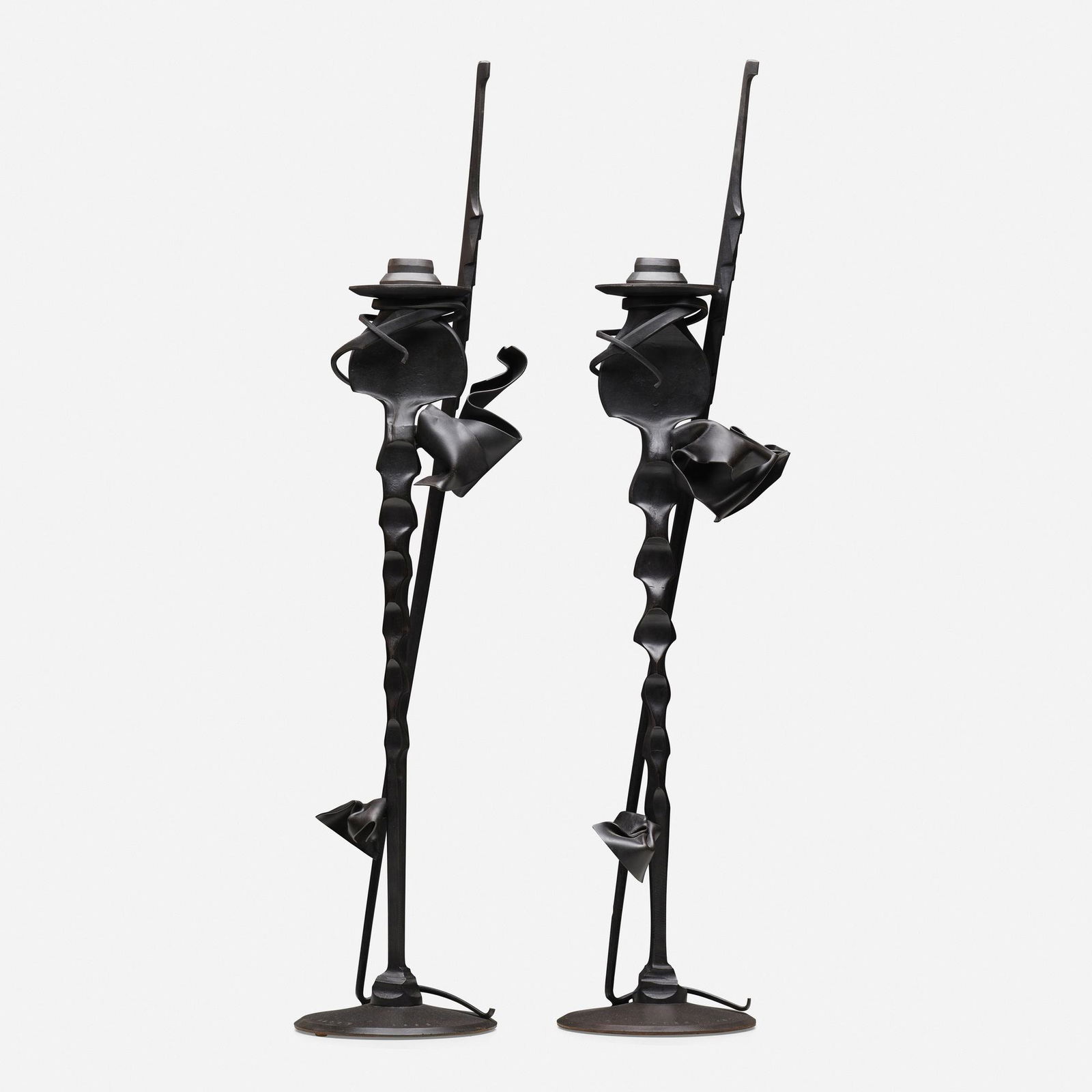 Albert Paley, White House candleholders, pair: Albert Paley White House candleholders, pair USA, 1992forged and fabricated steel with a blackened finish 31.25 h × 7.5 w × 6.5 d in (79 × 19 × 17 cm) Albert Paley orig