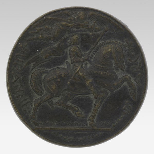 PAUL MANSHIP (American, 1885-1966): PAUL MANSHIP (American, 1885-1966); Joan of Arc bronze medal, 1915; Signed; 2 3/4''