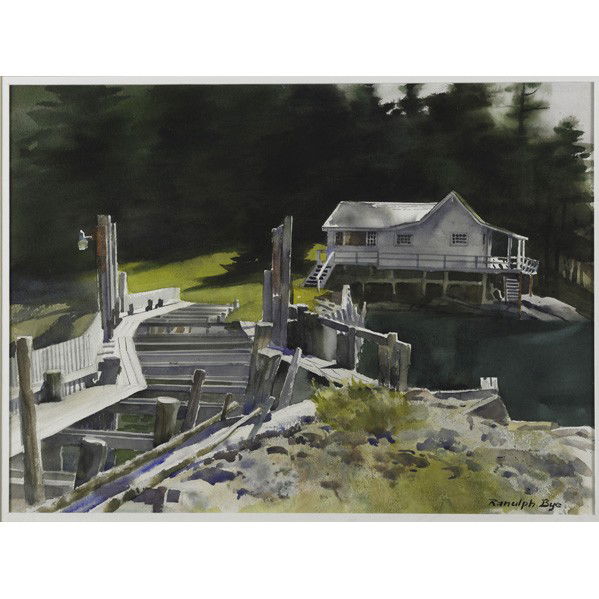 RANDULPH BYE (American, 1916-2003): RANULPH BYE (American, 1916-2003); Watercolor on paper, ''The Walkway,'' 1987 (framed); Signed and titled; 17 1/2'' x 23'' (sight)